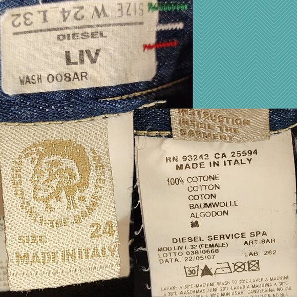 Diesel Distressed Front Sequin Low Rise Liv Straight Leg Jeans - Picture 5 of 5